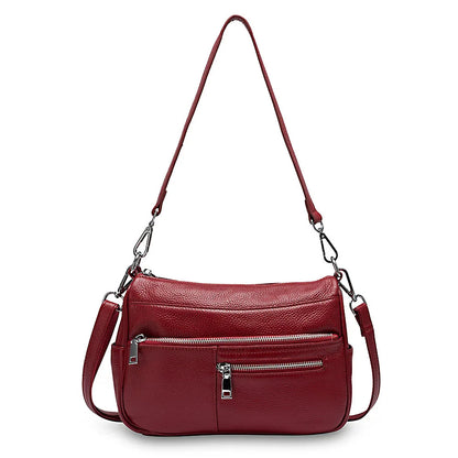 Noble Temperament Women Shoulder Bag 100% Genuine Leather Winter Black Pink Fashion Crossbody Purse Beige Hobos Handbag