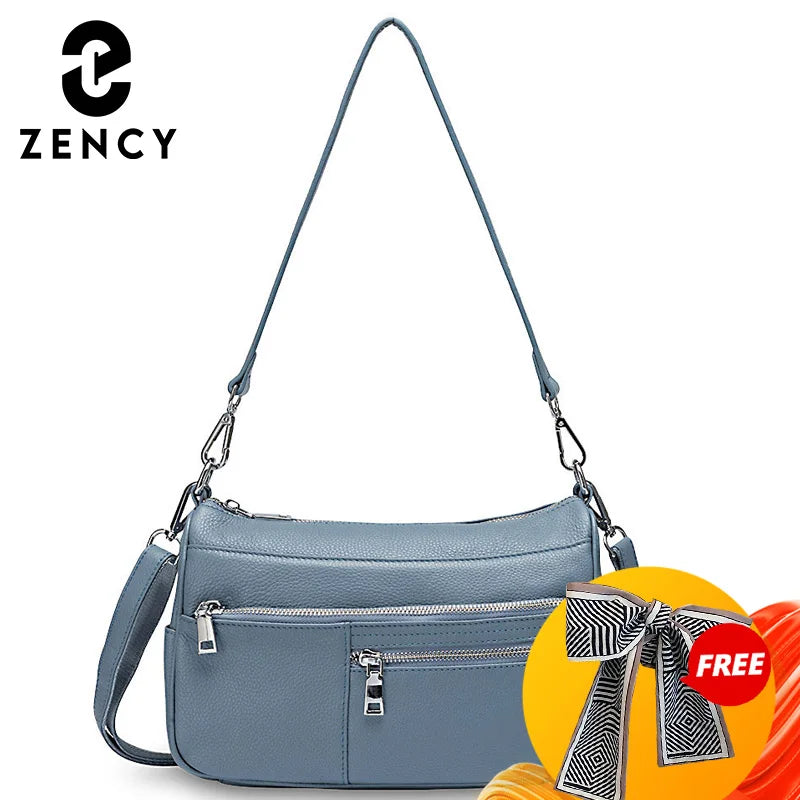 Noble Temperament Women Shoulder Bag 100% Genuine Leather Winter Black Pink Fashion Crossbody Purse Beige Hobos Handbag