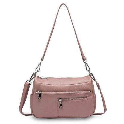 Noble Temperament Women Shoulder Bag 100% Genuine Leather Winter Black Pink Fashion Crossbody Purse Beige Hobos Handbag