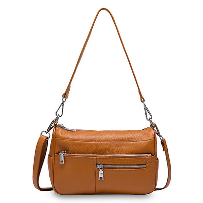 Noble Temperament Women Shoulder Bag 100% Genuine Leather Winter Black Pink Fashion Crossbody Purse Beige Hobos Handbag