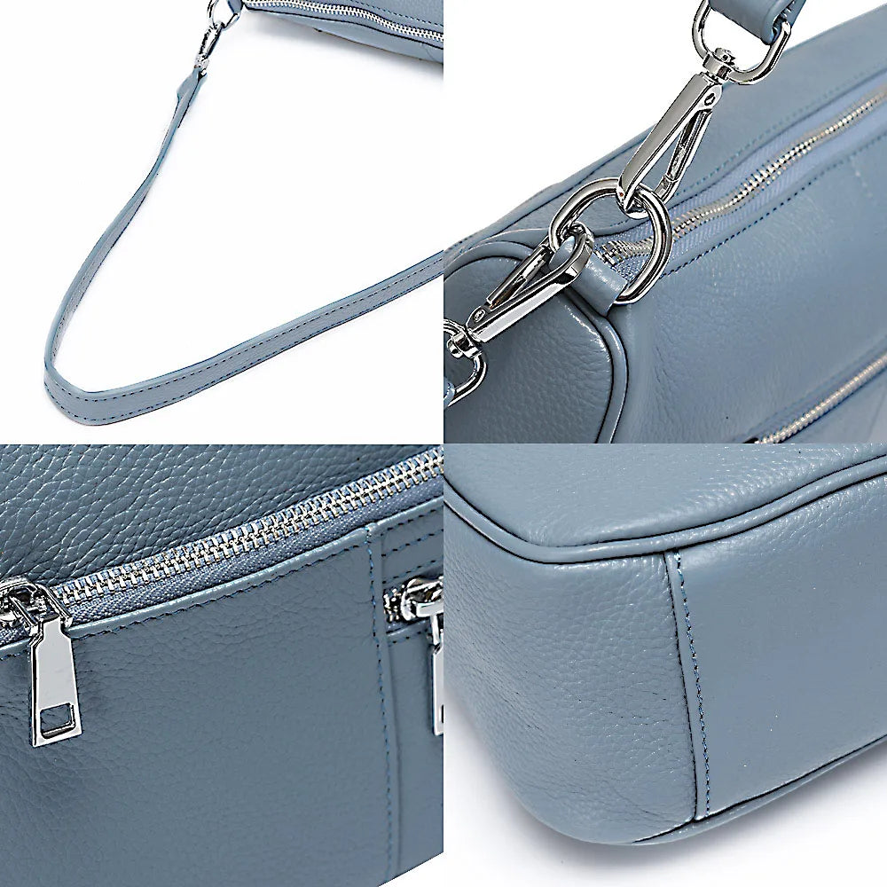 Noble Temperament Women Shoulder Bag 100% Genuine Leather Winter Black Pink Fashion Crossbody Purse Beige Hobos Handbag