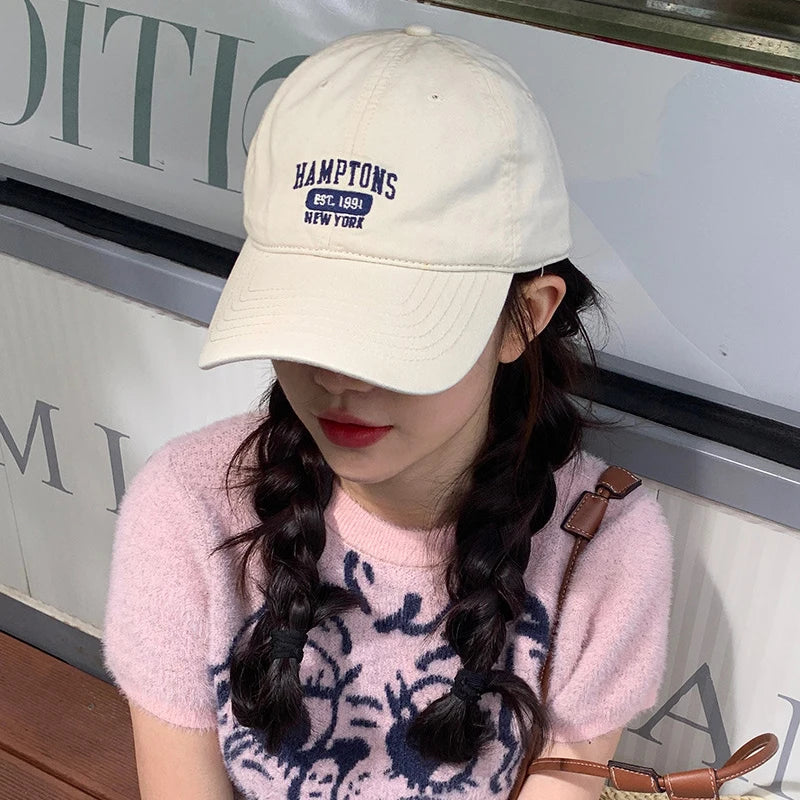 Letter Embroidery Women Baseball Hat Solid Color Fashion Casual Peaked Cap Cotton Snapback Hats Sun Visors Girl Bonnet Casquette