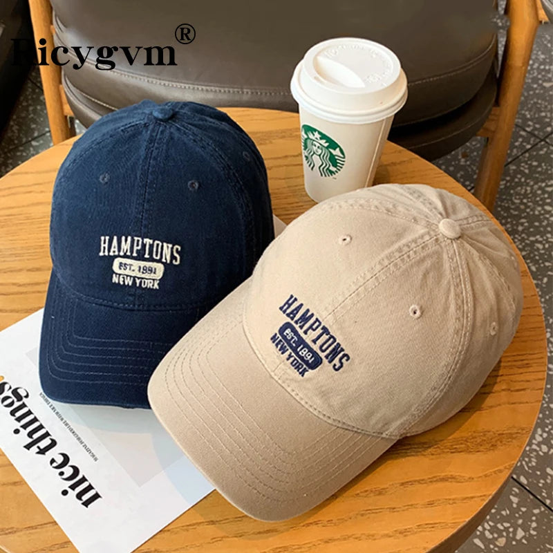 Letter Embroidery Women Baseball Hat Solid Color Fashion Casual Peaked Cap Cotton Snapback Hats Sun Visors Girl Bonnet Casquette