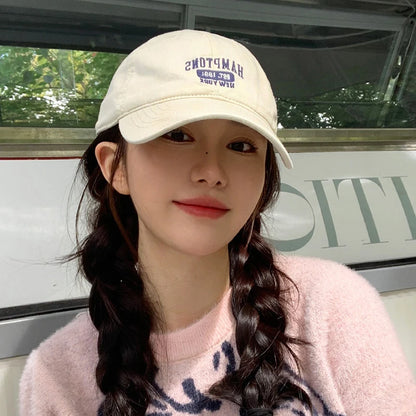 Letter Embroidery Women Baseball Hat Solid Color Fashion Casual Peaked Cap Cotton Snapback Hats Sun Visors Girl Bonnet Casquette