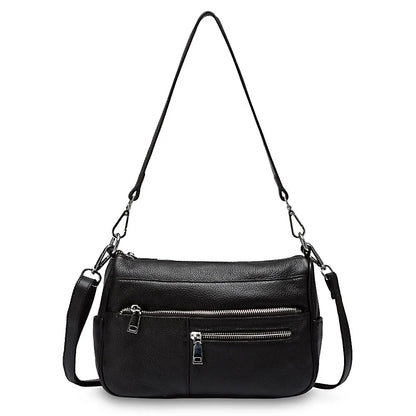 Noble Temperament Women Shoulder Bag 100% Genuine Leather Winter Black Pink Fashion Crossbody Purse Beige Hobos Handbag