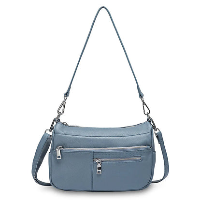 Noble Temperament Women Shoulder Bag 100% Genuine Leather Winter Black Pink Fashion Crossbody Purse Beige Hobos Handbag