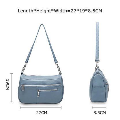 Noble Temperament Women Shoulder Bag 100% Genuine Leather Winter Black Pink Fashion Crossbody Purse Beige Hobos Handbag