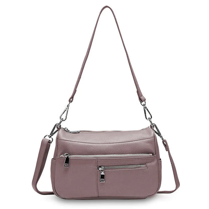 Noble Temperament Women Shoulder Bag 100% Genuine Leather Winter Black Pink Fashion Crossbody Purse Beige Hobos Handbag