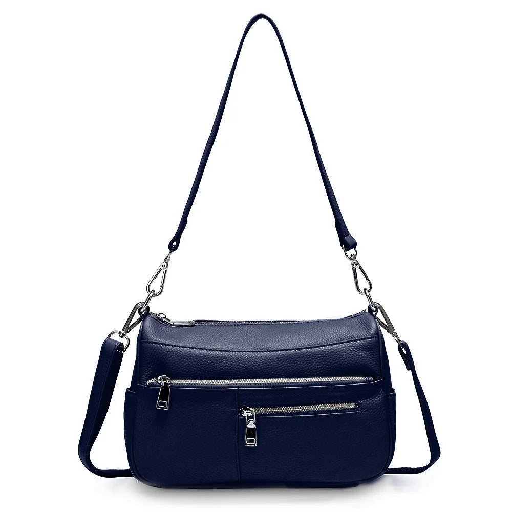 Noble Temperament Women Shoulder Bag 100% Genuine Leather Winter Black Pink Fashion Crossbody Purse Beige Hobos Handbag