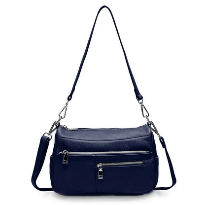 Noble Temperament Women Shoulder Bag 100% Genuine Leather Winter Black Pink Fashion Crossbody Purse Beige Hobos Handbag